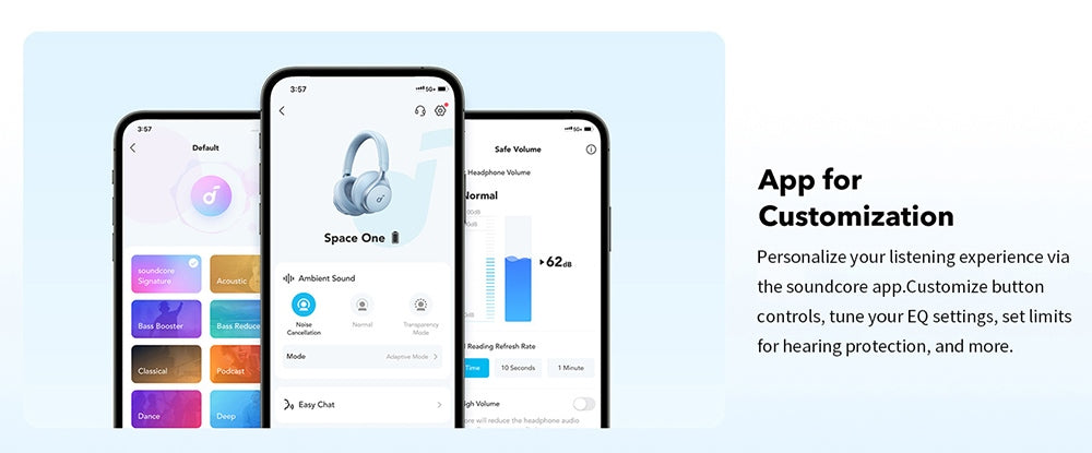 Anker Soundcore Space One Kopfhörer, Aktive Geräuschunterdrückung, App-Steuerung, 40 Stunden Akkulaufzeit mit ANC, Bluetooth 5.3 – Schwarz