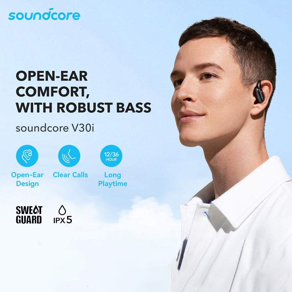 Anker Soundcore V30i Open-Ear-Ohrhörer, ergonomische Ohrbügel, Bluetooth 5.3, App-Steuerung, bis zu 36 Stunden Wiedergabezeit
