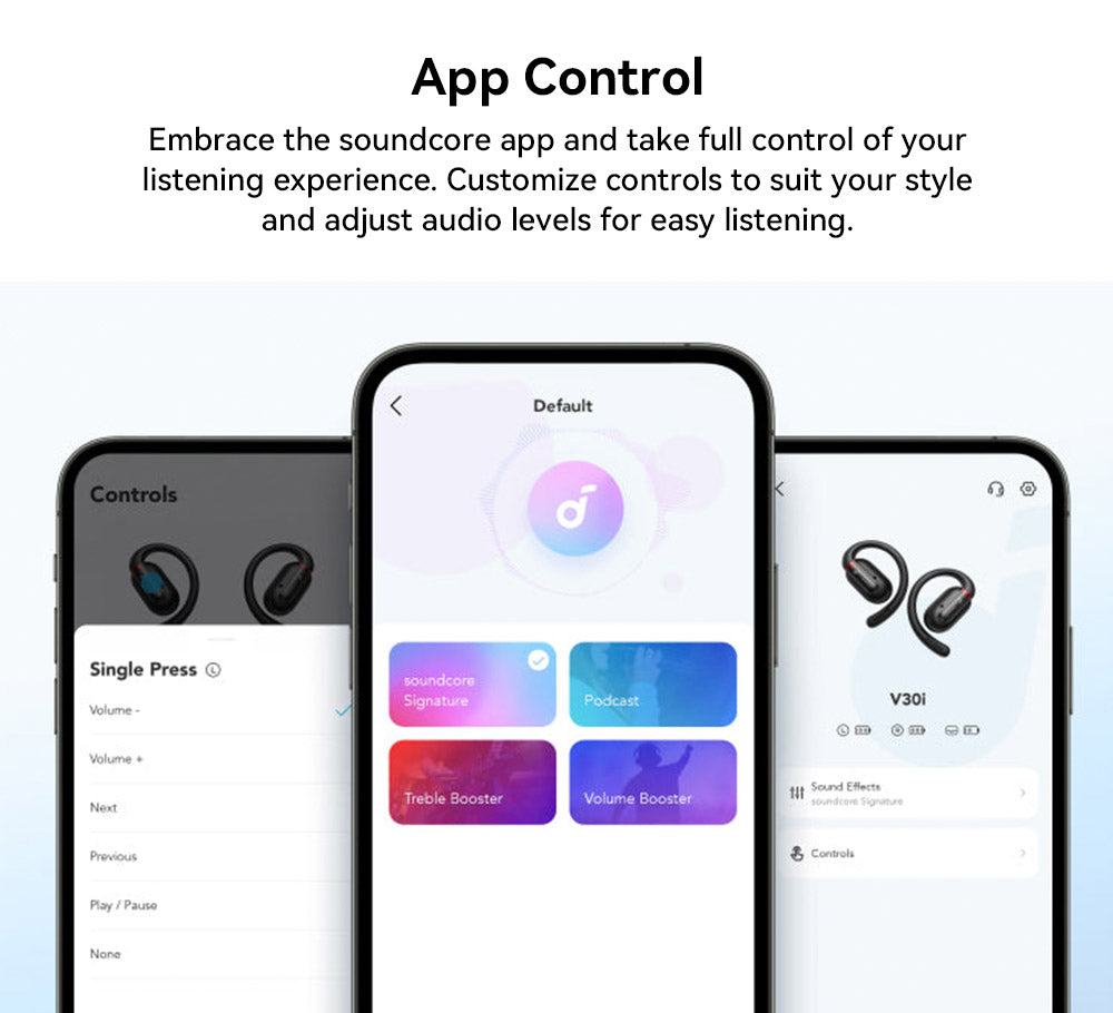 Anker Soundcore V30i Open-Ear-Ohrhörer, ergonomische Ohrbügel, Bluetooth 5.3, App-Steuerung, bis zu 36 Stunden Wiedergabezeit
