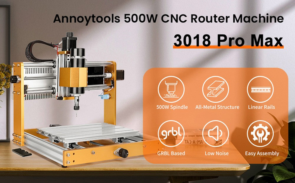 Máquina enrutadora CNC Annoytools 3018 Pro Max, 3 interruptores de límite de eje, control fuera de línea GRBL, 300x180x80mm