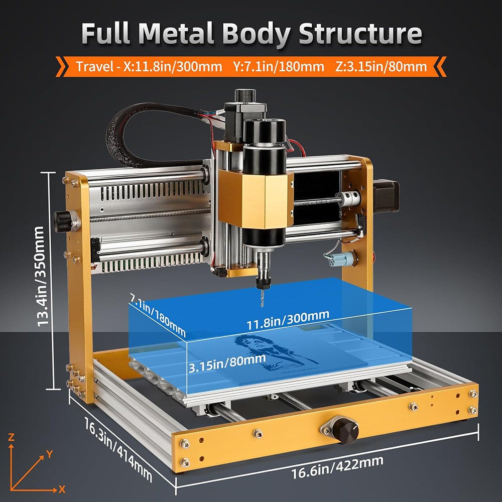 Máquina enrutadora CNC Annoytools 3018 Pro Max, 3 interruptores de límite de eje, control fuera de línea GRBL, 300x180x80mm