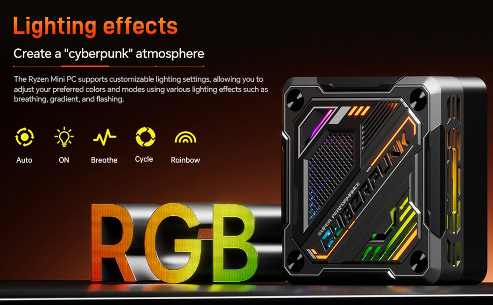 Mini PC GOD57, AMD Ryzen 7 5700U 8 núcleos hasta 4,3 GHz, 32 GB de RAM, SSD de 1 TB, WiFi 6, Bluetooth 5.2, HDMI/DP/Tipo-C 4K@60Hz triple pantalla, 2*USB 3.2, 2*USB 2.0, 1*RJ45 1000M, 1*RJ45 2.5G, 1*conector para auriculares de 3,5 mm, luz RGB, carga de 65 W - Enchufe UE