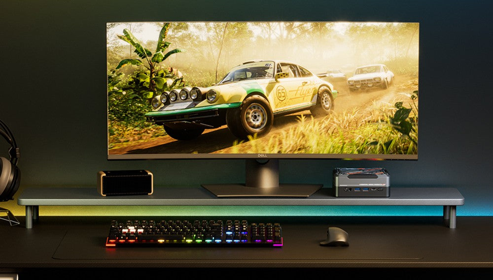 Mini PC GOD57, AMD Ryzen 7 5700U 8 núcleos hasta 4,3 GHz, 32 GB de RAM, SSD de 1 TB, WiFi 6, Bluetooth 5.2, HDMI/DP/Tipo-C 4K@60Hz triple pantalla, 2*USB 3.2, 2*USB 2.0, 1*RJ45 1000M, 1*RJ45 2.5G, 1*conector para auriculares de 3,5 mm, luz RGB, carga de 65 W - Enchufe UE