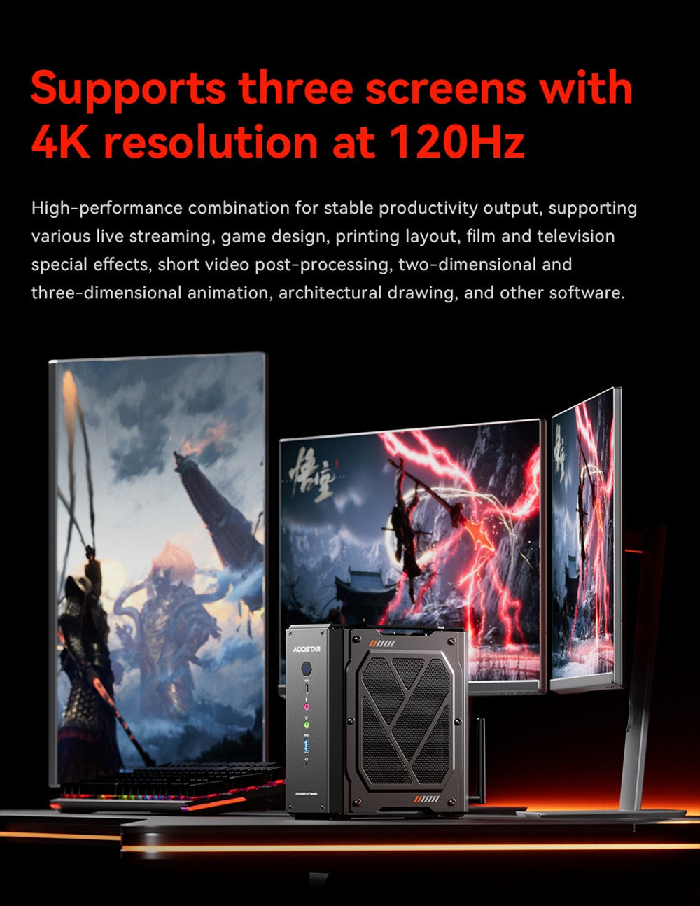 AOOSTAR GODX Gaming Mini PC with Discrete GPU, AMD Ryzen 9 6900HX CPU 8 Core 4.9GHz, AMD Radeon RX 6600LE GPU 8GB 128bit, 32GB RAM 1TB SSD, WiFi6, 2*2.5G LAN, 5*USB3.2, 1*USB4, 1*Type-C, 1*DP, 1*HDMI, 2*Headphone Jack, 2*Microphone Port - EU Plug