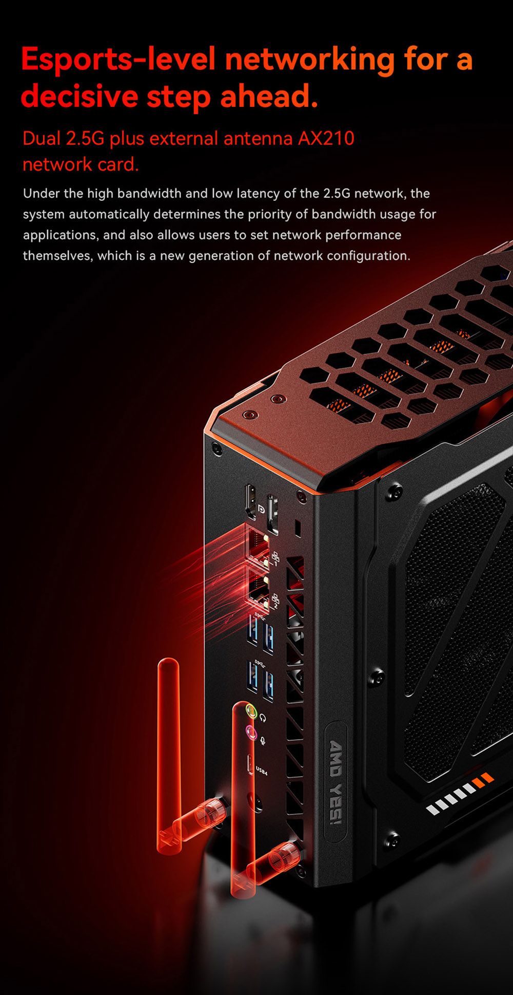 AOOSTAR GODX Gaming Mini PC with Discrete GPU, AMD Ryzen 9 6900HX CPU 8 Core 4.9GHz, AMD Radeon RX 6600LE GPU 8GB 128bit, 32GB RAM 1TB SSD, WiFi6, 2*2.5G LAN, 5*USB3.2, 1*USB4, 1*Type-C, 1*DP, 1*HDMI, 2*Headphone Jack, 2*Microphone Port - EU Plug