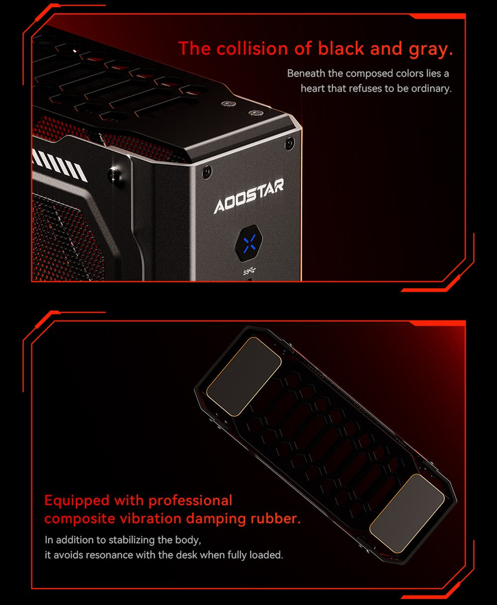 AOOSTAR GODX Gaming Mini PC with Discrete GPU, AMD Ryzen 9 6900HX CPU 8 Core 4.9GHz, AMD Radeon RX 6600LE GPU 8GB 128bit, 32GB RAM 1TB SSD, WiFi6, 2*2.5G LAN, 5*USB3.2, 1*USB4, 1*Type-C, 1*DP, 1*HDMI, 2*Headphone Jack, 2*Microphone Port - EU Plug