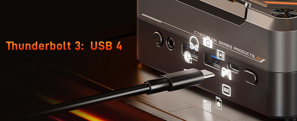 Mini PC para juegos MN78 con luz RGB, AMD Ryzen 7 7840HS de ocho núcleos y 16 hilos hasta 5,1 GHz, 16 GB de RAM DDR5, SSD M.2 de 512 GB, Windows 11 Pro, WiFi 6, Bluetooth 5.2, HDMI, USB4, DP 4K@60Hz, triple pantalla, USB4*1, USB3.2*2, USB2.0*2, HDMI*1, LAN*2 - Negro, UE