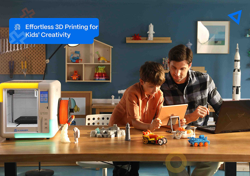 AOSEED X-MAKER 3D-Drucker für Kinder und Anfänger, nivellierungsfreies Druckbett, WLAN-Druck, extrem leise, App-Steuerung, unterstützt PLA/ABS-Filament