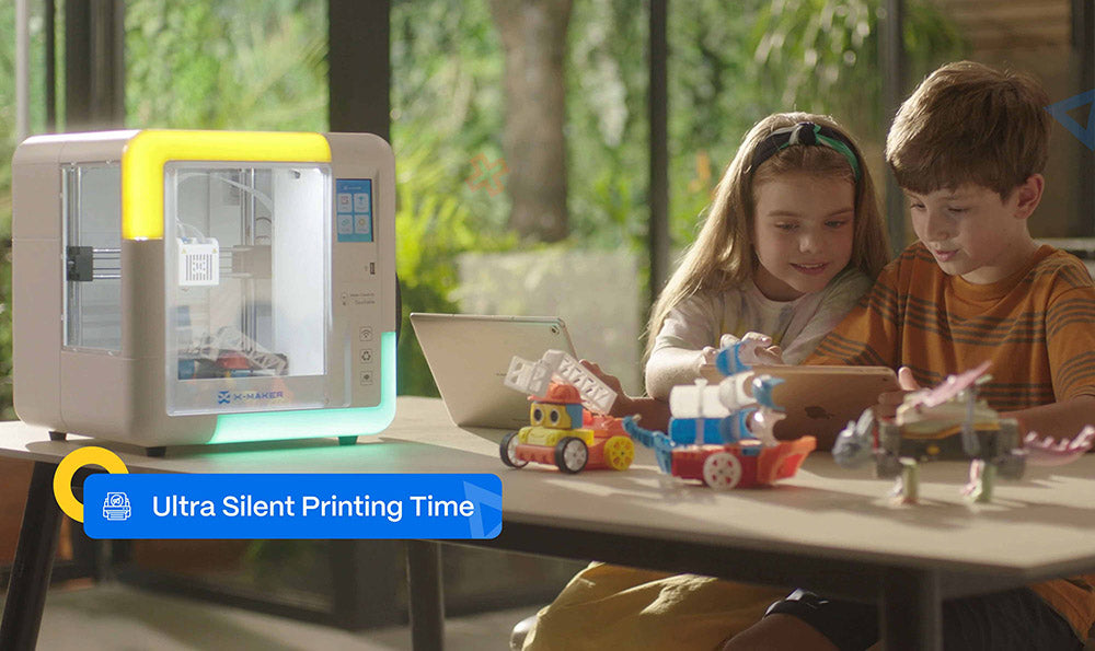 AOSEED X-MAKER 3D-Drucker für Kinder und Anfänger, nivellierungsfreies Druckbett, WLAN-Druck, extrem leise, App-Steuerung, unterstützt PLA/ABS-Filament