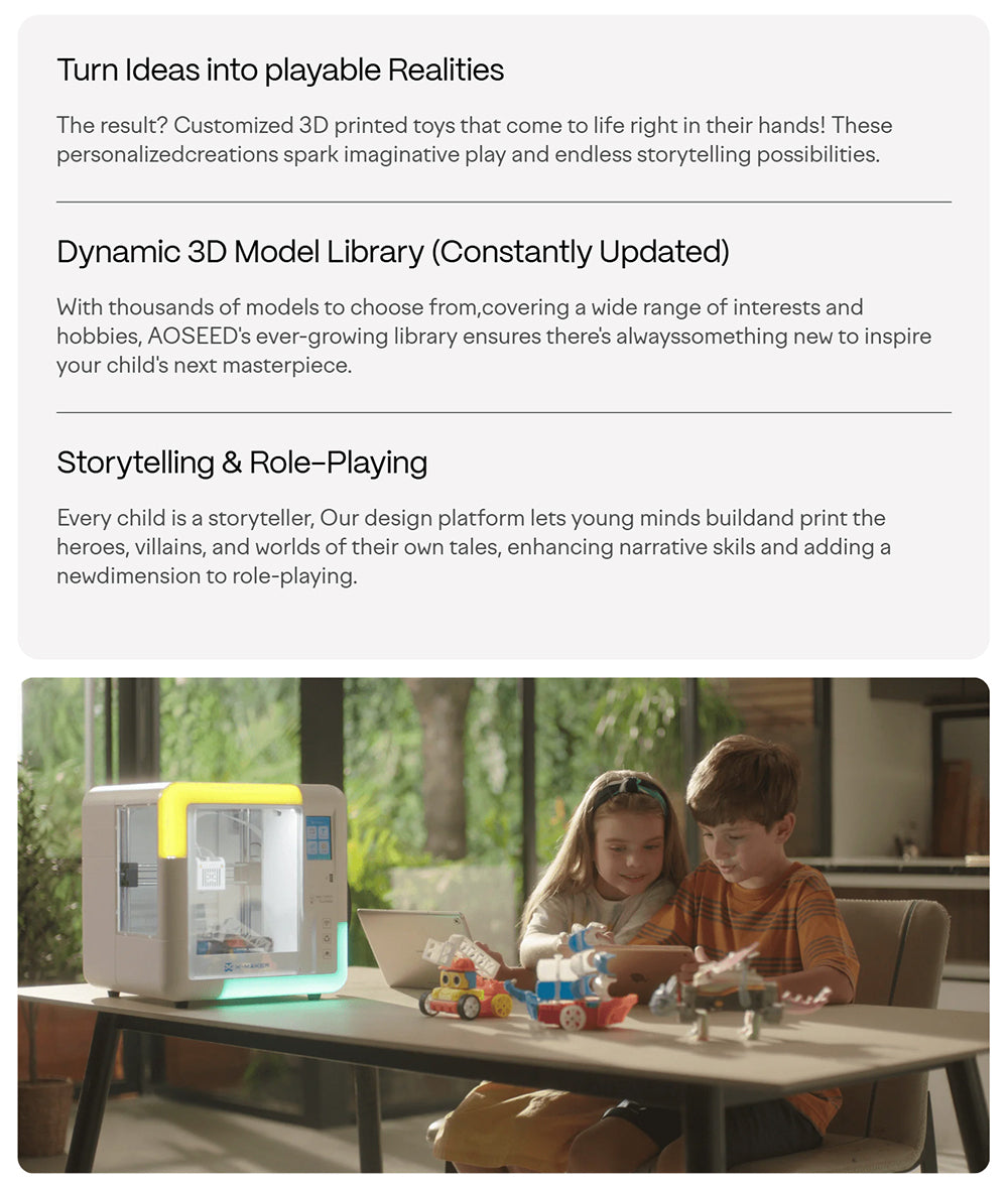 AOSEED X-MAKER 3D-Drucker für Kinder und Anfänger, 120–300 mm/s, nivellierungsfreies Druckbett, WLAN-Druck, extrem leise, App-Steuerung, unterstützt PLA/ABS-Filament, 150 × 150 × 150 mm