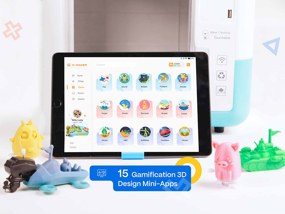 AOSEED X-MAKER 3D-Drucker für Kinder und Anfänger, nivellierungsfreies Druckbett, WLAN-Druck, extrem leise, App-Steuerung, unterstützt PLA/ABS-Filament