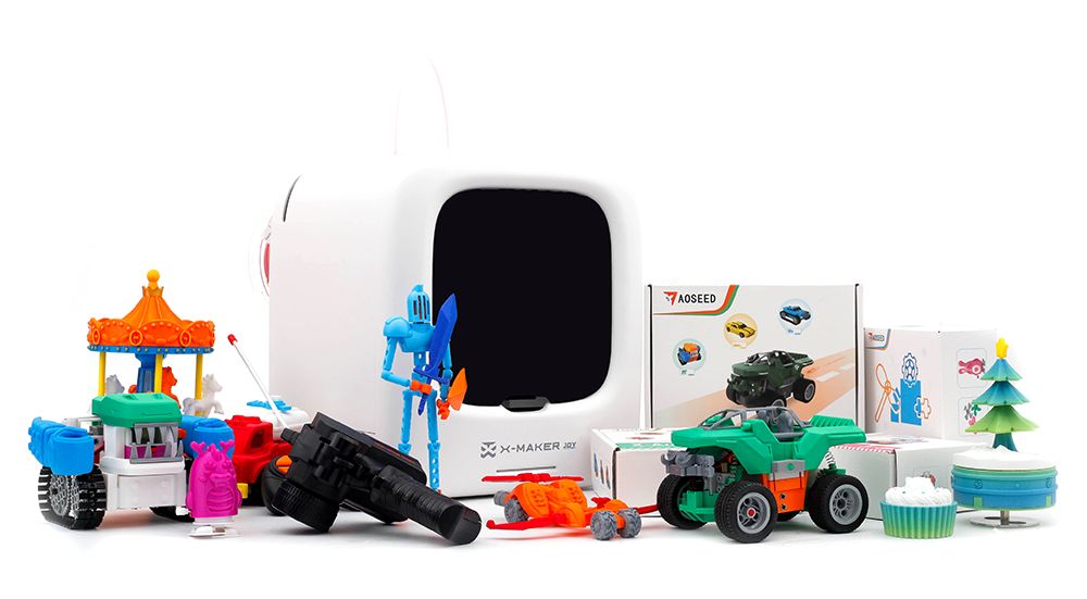 AOSEED X-MAKER JOY 3D-Drucker für Kinder, KI-Sprachsteuerung, intelligente App-Steuerung, Zeitraffer-Video, Mini-Programm