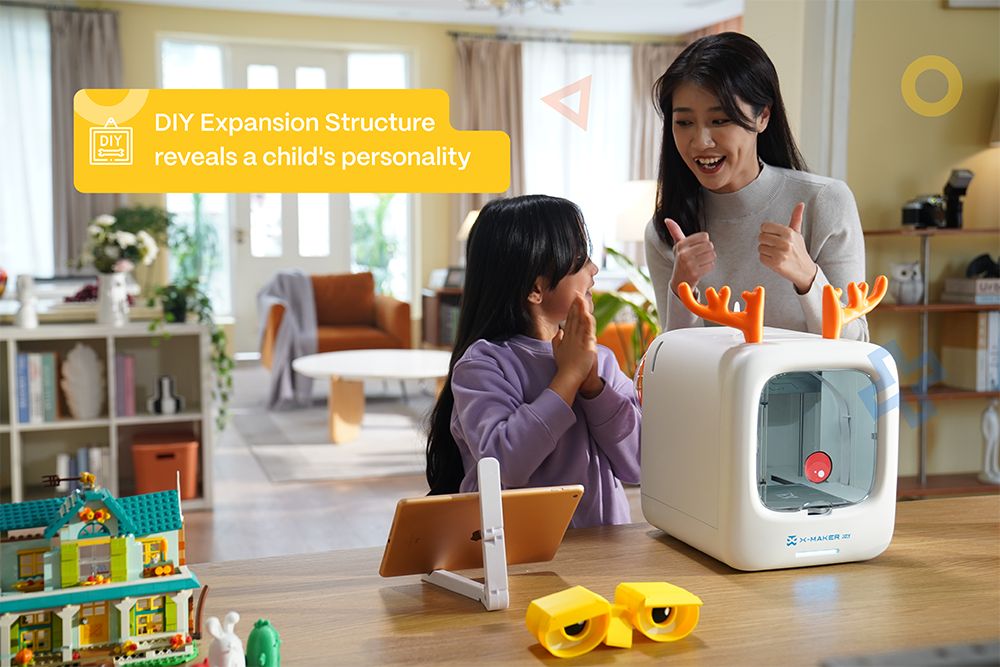 AOSEED X-MAKER JOY 3D-Drucker für Kinder, KI-Sprachsteuerung, intelligente App-Steuerung, Zeitraffer-Video, Mini-Programm