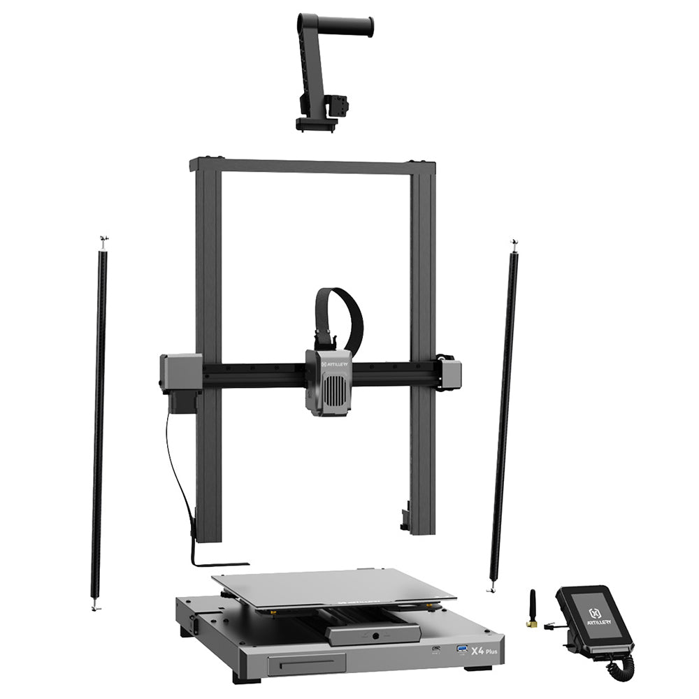 Artillery Sidewinder X4 Plus S1 3D Printer, 300*300*400mm, 500mm/s Print Speed, 300℃ High-temp Printing, XY-Metal Linear Guide Rail, Auto Levelling, 8000rpm Efficient Cooling Fans