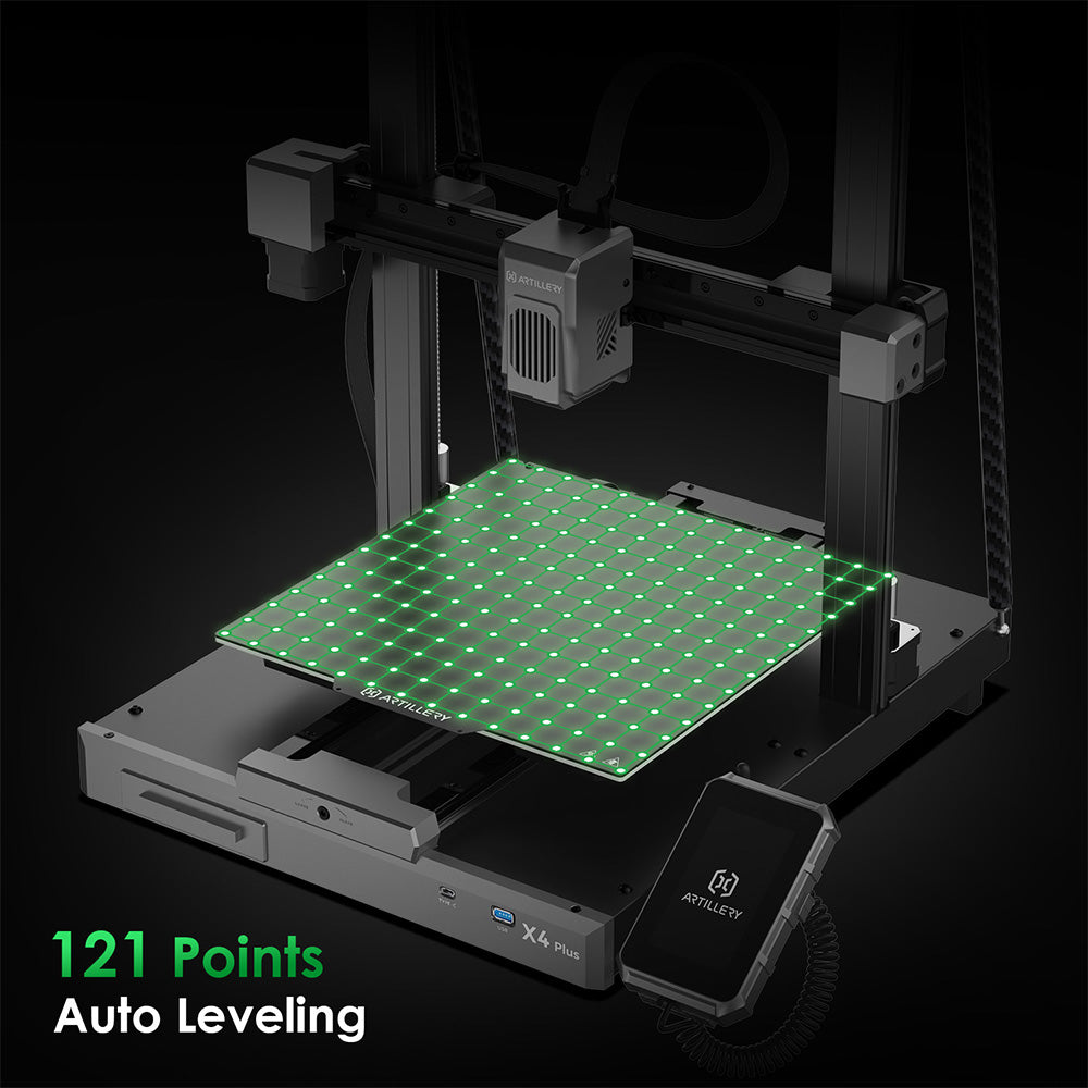 Artillery Sidewinder X4 Plus S1 3D Printer, 300*300*400mm, 500mm/s Print Speed, 300℃ High-temp Printing, XY-Metal Linear Guide Rail, Auto Levelling, 8000rpm Efficient Cooling Fans