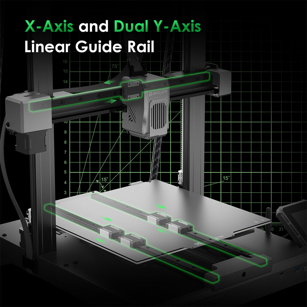 Impresora 3D Artillery Sidewinder X4 Plus S1, 300*300*400mm, velocidad de impresión 500mm/s, impresión a alta temperatura 300℃, guía lineal metálica XY, nivelación automática, ventiladores de refrigeración eficientes de 8000 rpm.