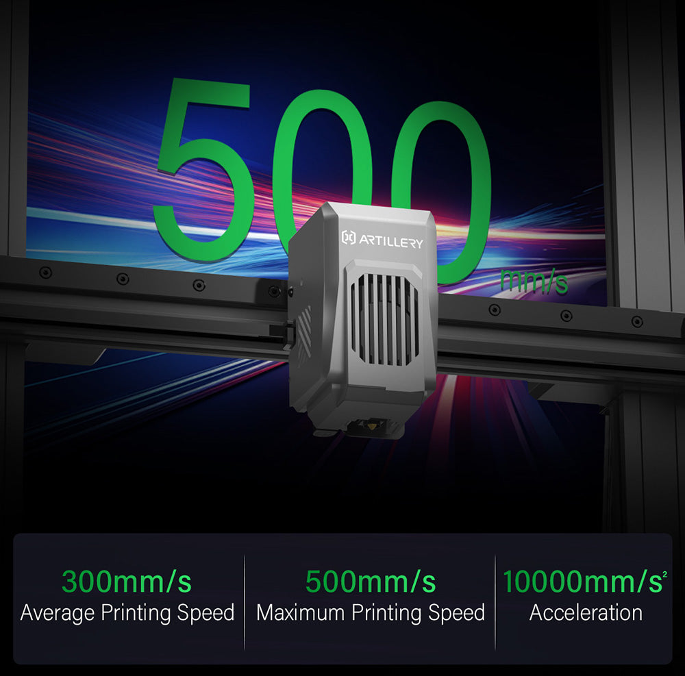 Impresora 3D Artillery Sidewinder X4 Plus S1, 300*300*400mm, velocidad de impresión 500mm/s, impresión a alta temperatura 300℃, guía lineal metálica XY, nivelación automática, ventiladores de refrigeración eficientes de 8000 rpm.