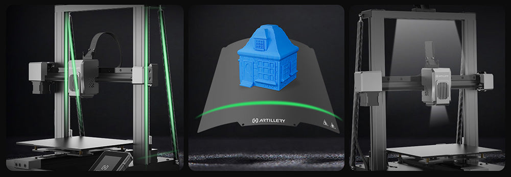 Impresora 3D Artillery Sidewinder X4 Pro, 240*240*260mm, velocidad de impresión 500mm/s, riel lineal eje X e Y, extrusor de accionamiento directo, nivelación automática de 81 puntos, doble varilla de tracción, boquilla de limpieza automática.