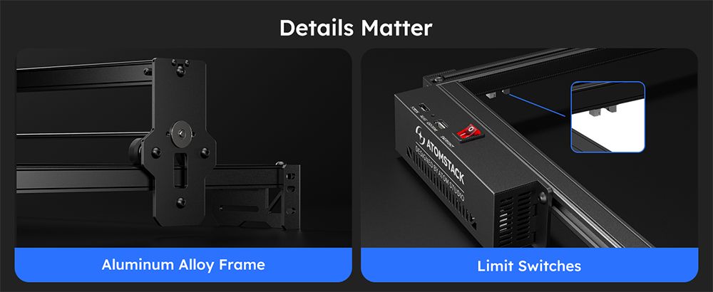 Grabador láser ATOMSTACK A5 Pro V2 de 5 W, alta velocidad de 400 mm/s, precisión de 0,01 mm, madera de 5 mm y acrílico negro de 3 mm en una sola pasada, 410 x 380 mm.