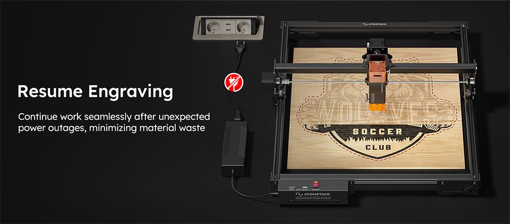 Grabador láser ATOMSTACK A5 Pro V2 de 5 W, alta velocidad de 400 mm/s, precisión de 0,01 mm, madera de 5 mm y acrílico negro de 3 mm en una sola pasada, 410 x 380 mm.