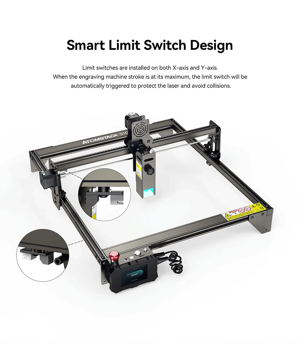 Grabador y cortador láser ATOMSTACK S10 Pro de 10 W, potencia de la máquina de 50 W, enfoque fijo, punto comprimido de 0,08 x 0,06 mm, funcionamiento sin conexión, 410 x 400 mm