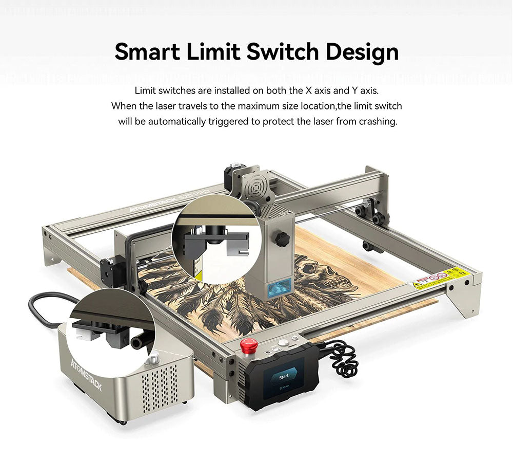ATOMSTACK S20 Pro Grabador Láser de 20W con Kits de Asistencia de Aire, Enfoque Automático, Láser de Diodo de Cuatro Núcleos, Grabado sin Conexión - EE. UU.