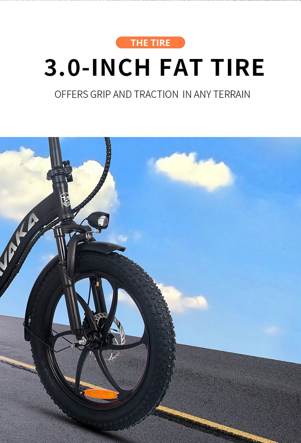 Bicicleta Eléctrica Plegable AVAKA BZ20 PLUS, neumáticos gruesos de 20*3.0 pulgadas, motor sin escobillas de 500W, velocidad máxima de 25 km/h, batería de 48V 18.2Ah, autonomía de 100 km, carga máxima de 120 kg, doble freno de disco, cambio Shimano de 7 velocidades, impermeable IP54, pantalla LCD, rueda de una sola pieza - Negra.
