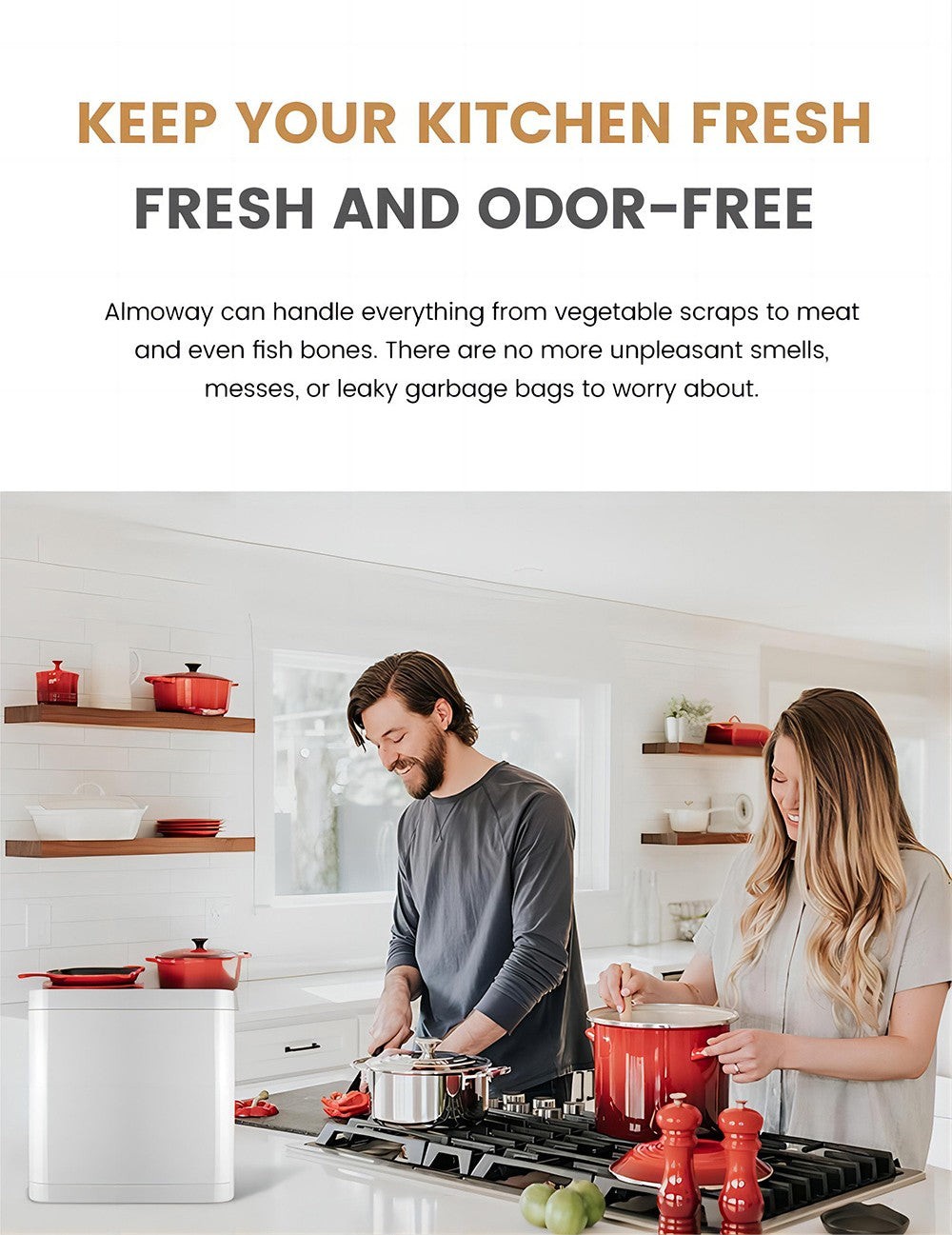 Compostador de cocina BEECO HQD-314Pro, capacidad de 3,3 L, convierte los residuos en fertilizante natural, luz UVC integrada, bloqueo infantil, pantalla LCD.