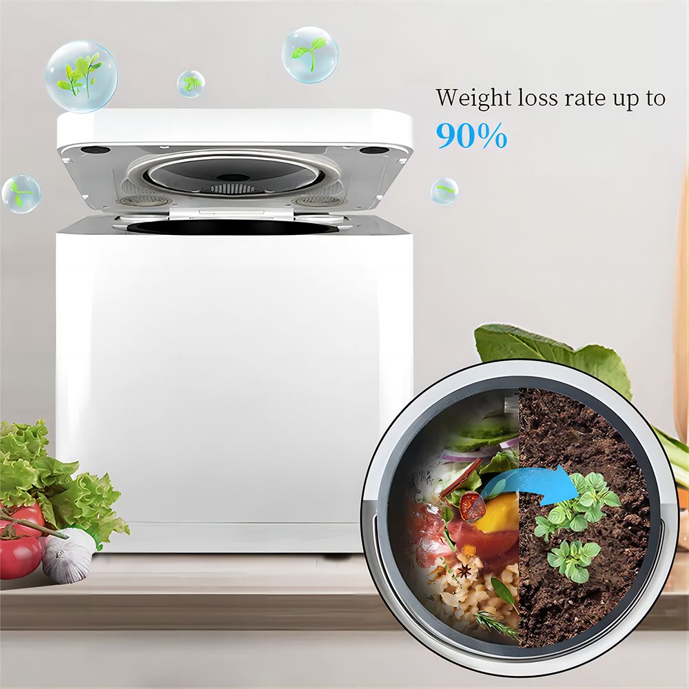 Compostador de cocina BEECO HQD-314Pro, capacidad de 3,3 L, convierte los residuos en fertilizante natural, luz UVC integrada, bloqueo infantil, pantalla LCD.
