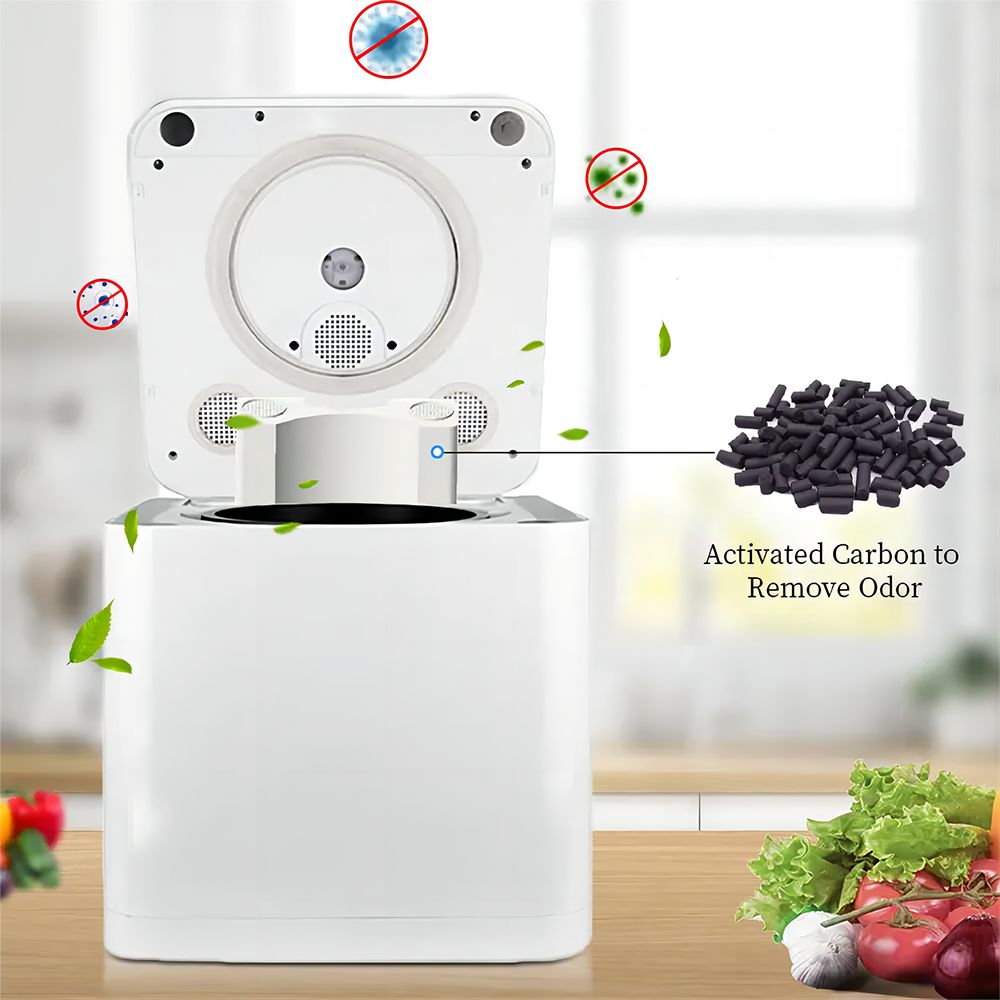Compostador de cocina BEECO HQD-314Pro, capacidad de 3,3 L, convierte los residuos en fertilizante natural, luz UVC integrada, bloqueo infantil, pantalla LCD.