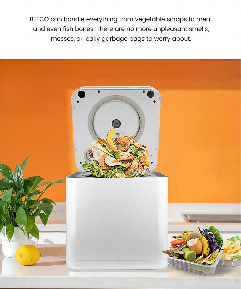 Compostador de cocina BEECO HQD-314Pro, capacidad de 3,3 L, convierte los residuos en fertilizante natural, luz UVC integrada, bloqueo infantil, pantalla LCD.