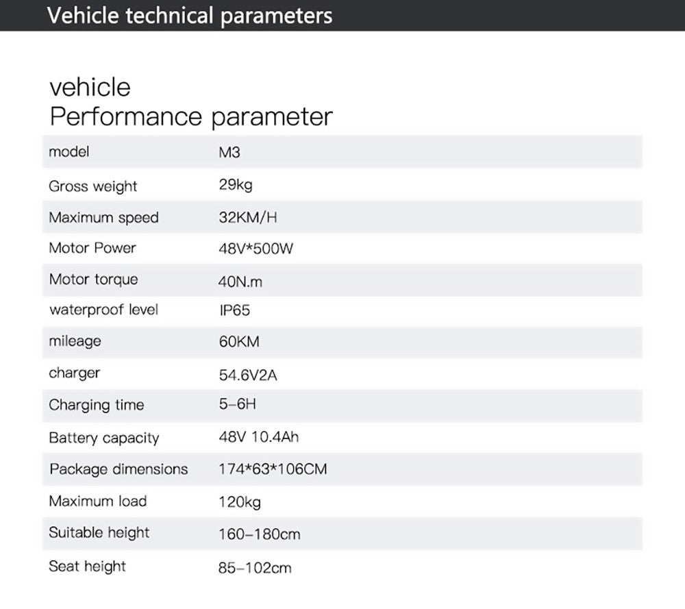 Bezior M3 Elektrofahrrad, 48V 500W Motor, 32km/h Höchstgeschwindigkeit, 10,4Ah Akku, 60km Reichweite, 26*2,1'' CST Reifen, Shimano 7-Gang-Schaltung – Schwarz