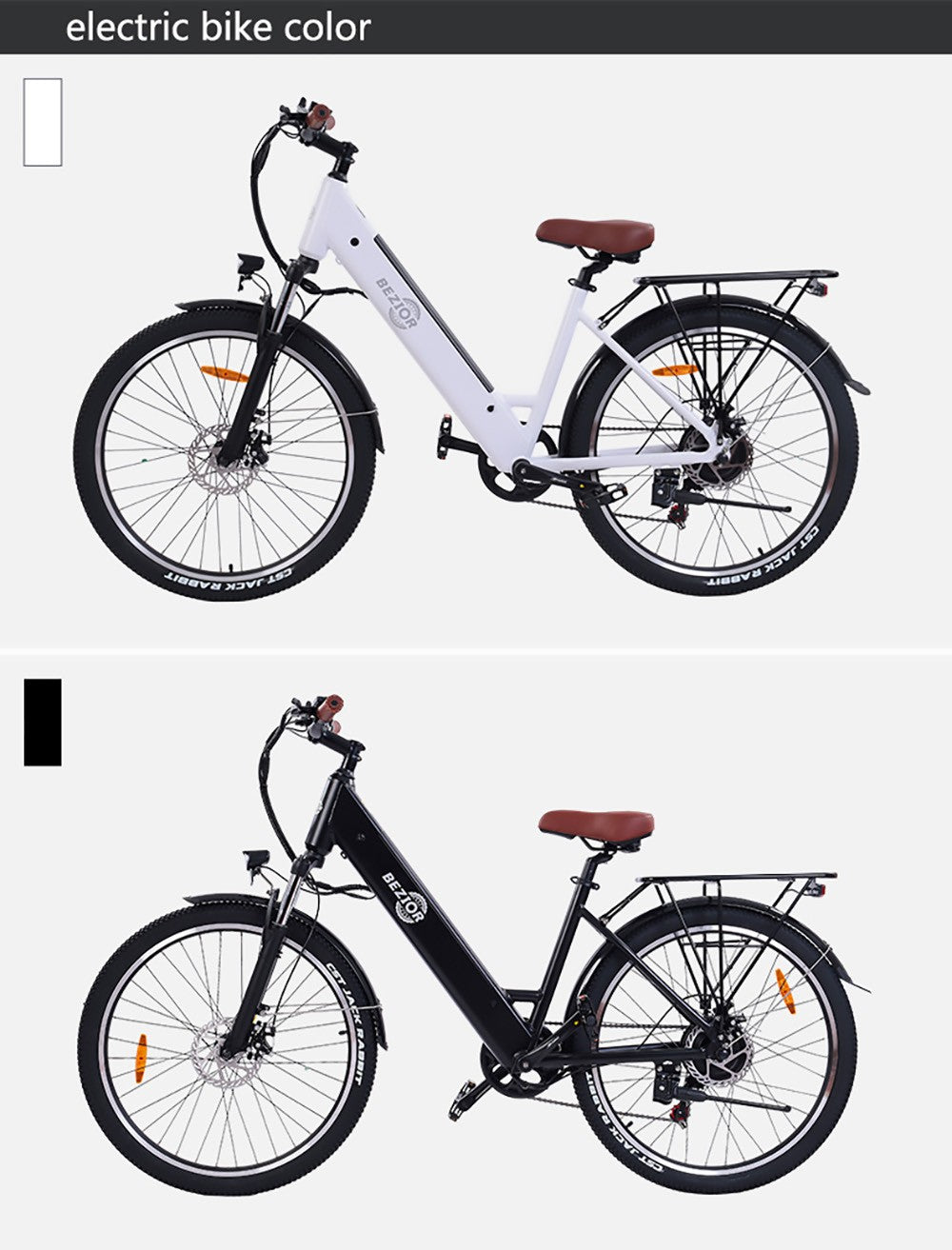 Bezior M3 Elektrofahrrad, 48V 500W Motor, 32km/h Höchstgeschwindigkeit, 10,4Ah Akku, 60km Reichweite, 26*2,1'' CST Reifen, Shimano 7-Gang-Schaltung – Schwarz