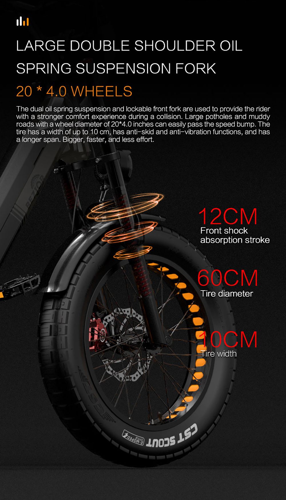 Bezior X500 MAX Elektro-Mountainbike, 750W Bafang Motor, 48V 37,5Ah herausnehmbarer Akku, 20*4,0 Zoll Fatbike-Reifen, 48 km/h Höchstgeschwindigkeit, 220 km Reichweite, Federgabel vorne, hydraulische Scheibenbremsen, Shimano 7-Gang-Schaltung