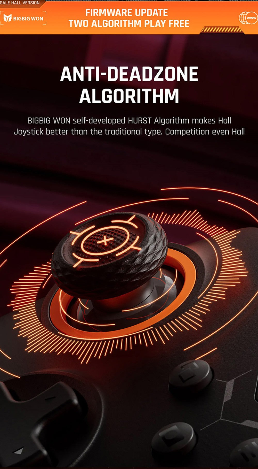 BIGBIG WON GALE HALL Mando inalámbrico para juegos, 3 modos de conexión, joysticks y gatillos Hall, compatible con Switch / PC / iOS / Android
