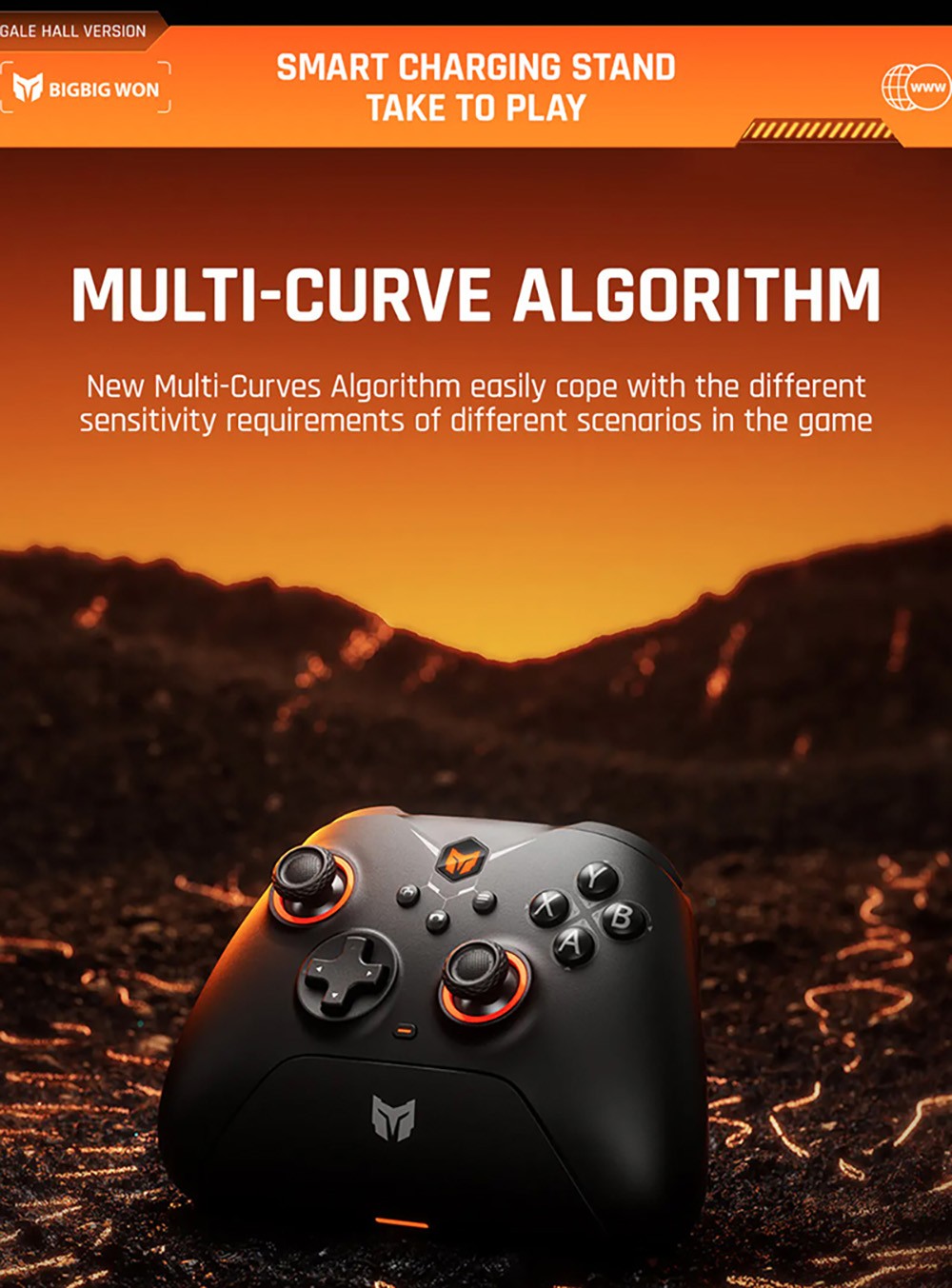 BIGBIG WON GALE HALL Mando inalámbrico para juegos, 3 modos de conexión, joysticks y gatillos Hall, compatible con Switch / PC / iOS / Android