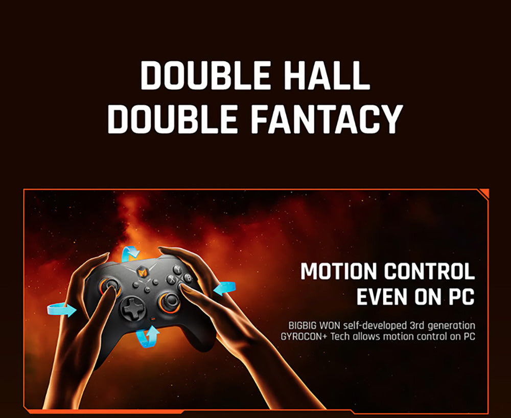 BIGBIG WON GALE HALL Mando inalámbrico para juegos, 3 modos de conexión, joysticks y gatillos Hall, compatible con Switch / PC / iOS / Android