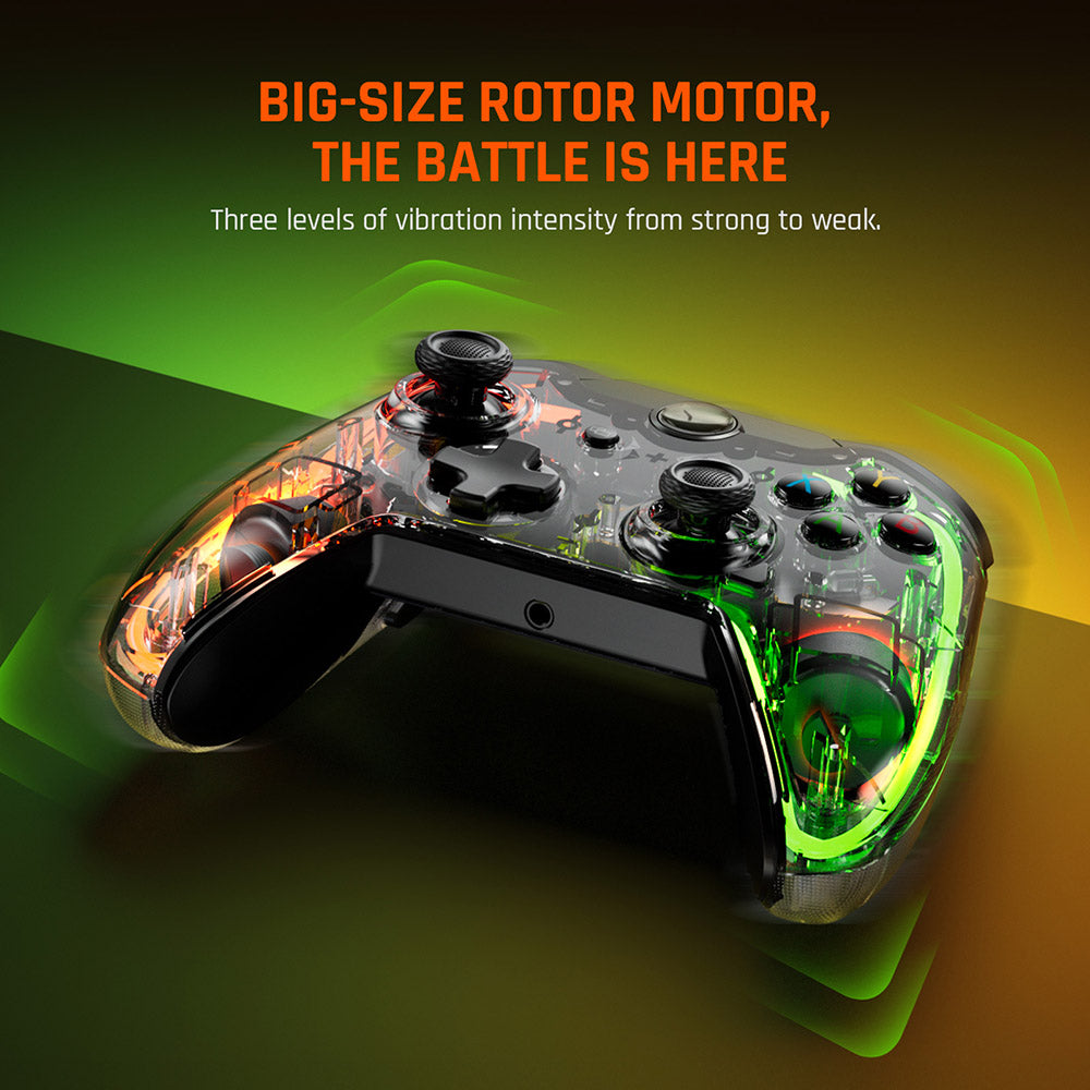 Mando para juegos con cable BIGBIG WON Rainbow Lite, luz RGB, botones personalizables, compatible con Switch / PC con Windows 10 y 11.