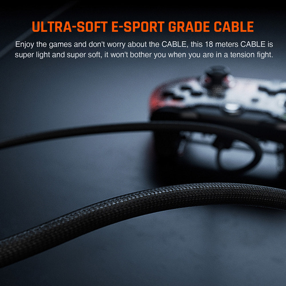 Mando para juegos con cable BIGBIG WON Rainbow Lite, luz RGB, botones personalizables, compatible con Switch / PC con Windows 10 y 11.