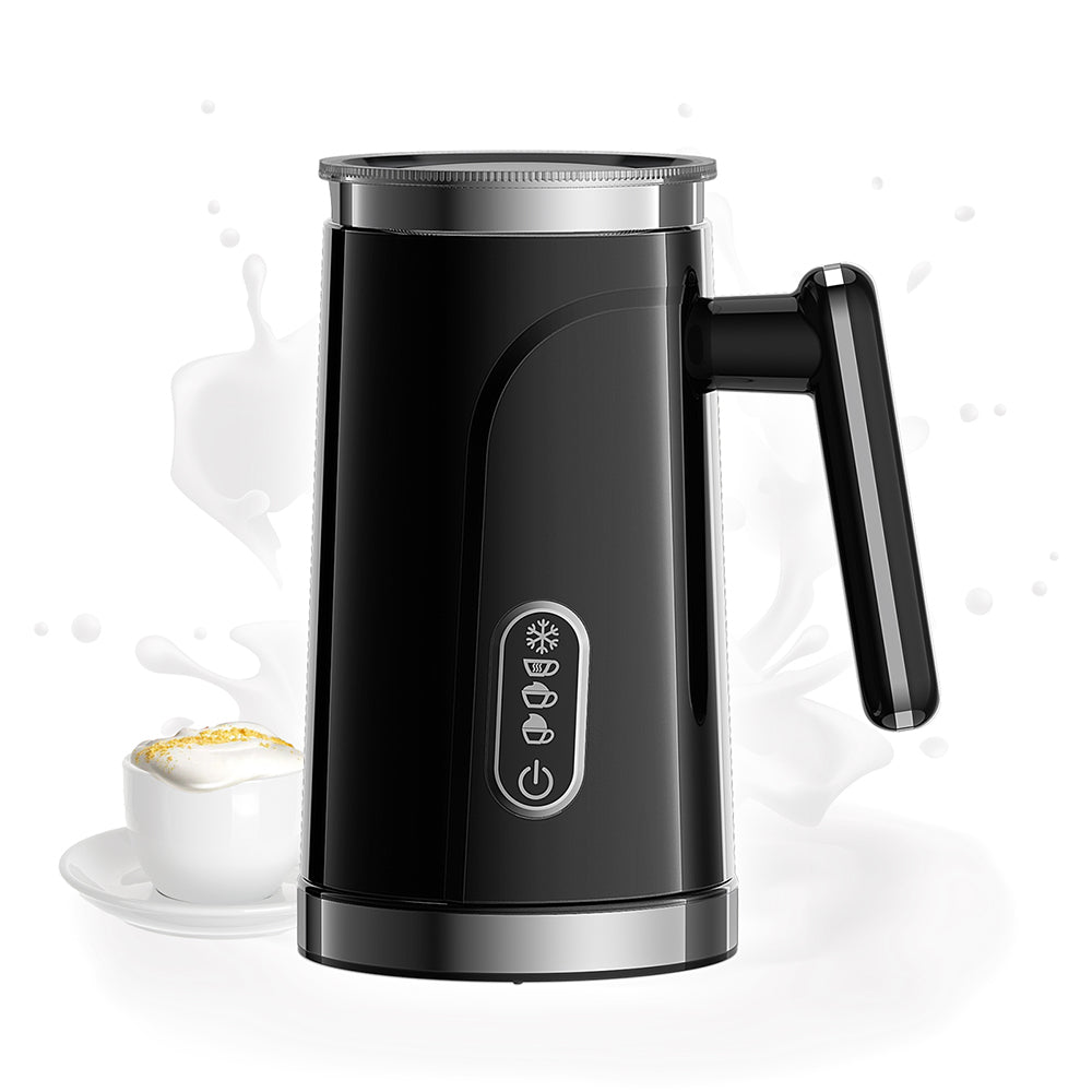 BioloMix BMF101 Espumador y Calentador de Leche Eléctrico 4 en 1, Automático Frío y Caliente, para Latte, Fabricador de Espuma, Chocolates Calientes, Capuchino - Negro