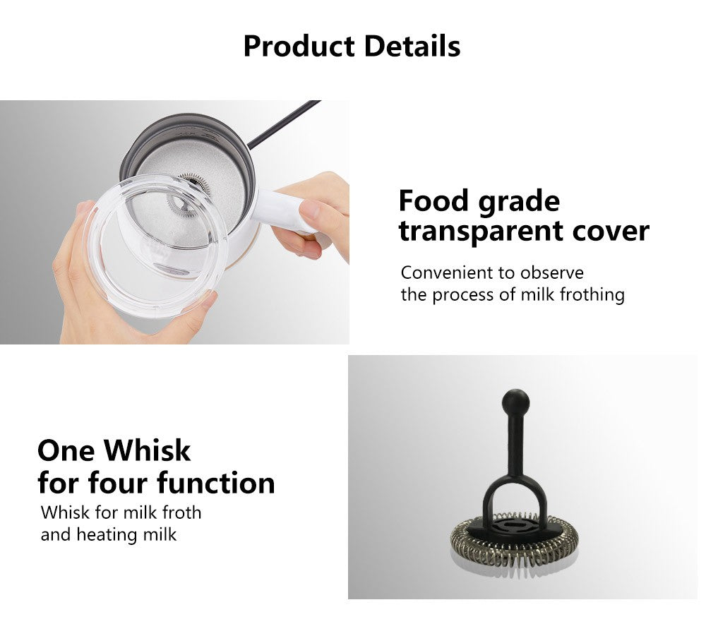 BioloMix BN11 Espumador de leche frío/caliente 4 en 1, capacidad para espumar 150 ml, capacidad para calentar 300 ml