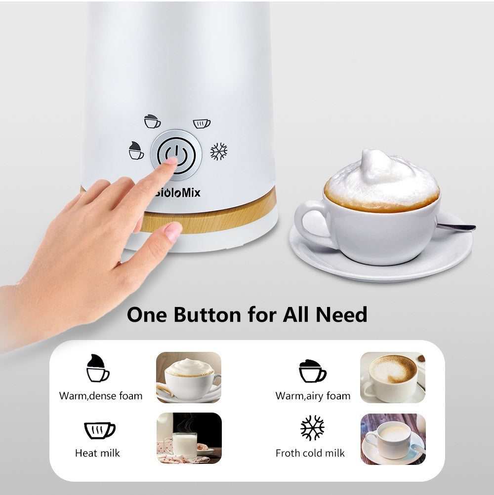 BioloMix BN11 Espumador de leche frío/caliente 4 en 1, capacidad para espumar 150 ml, capacidad para calentar 300 ml