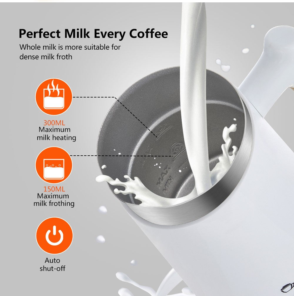 BioloMix BN11 Espumador de leche frío/caliente 4 en 1, capacidad para espumar 150 ml, capacidad para calentar 300 ml