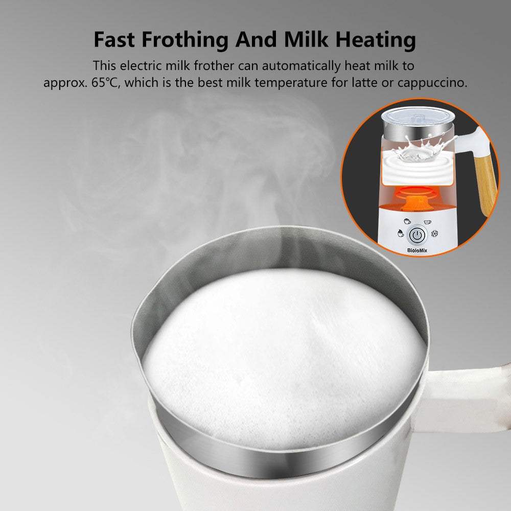 BioloMix BN11 Espumador de leche frío/caliente 4 en 1, capacidad para espumar 150 ml, capacidad para calentar 300 ml