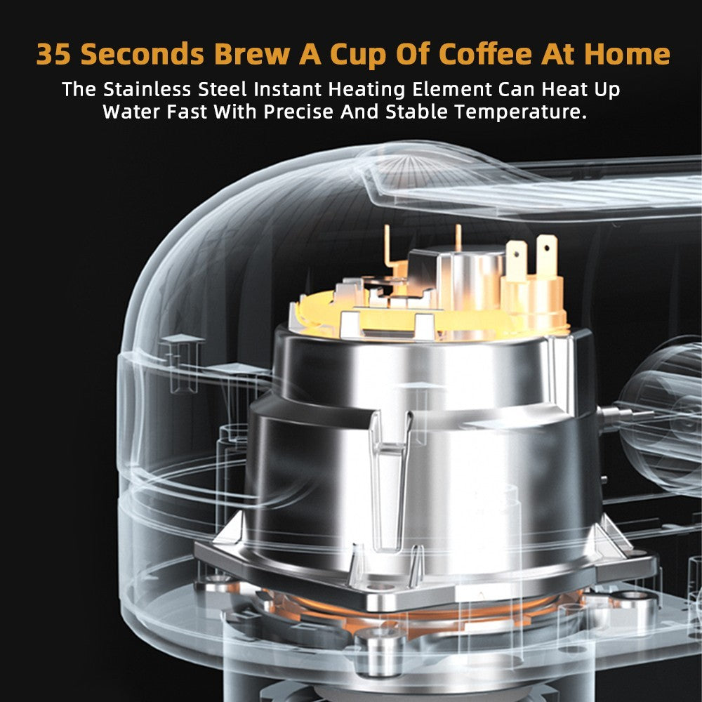 BioloMix CM7008 Cafetera Espresso Semiautomática con Espumador de Leche a Vapor, Presión de 20 Bares, Tanque de Agua de 1.1L, para una o dos tazas