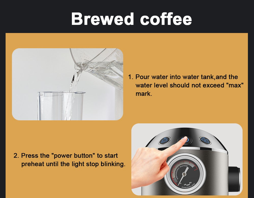 BioloMix CM7008 Cafetera Espresso Semiautomática con Espumador de Leche a Vapor, Presión de 20 Bares, Tanque de Agua de 1.1L, para una o dos tazas
