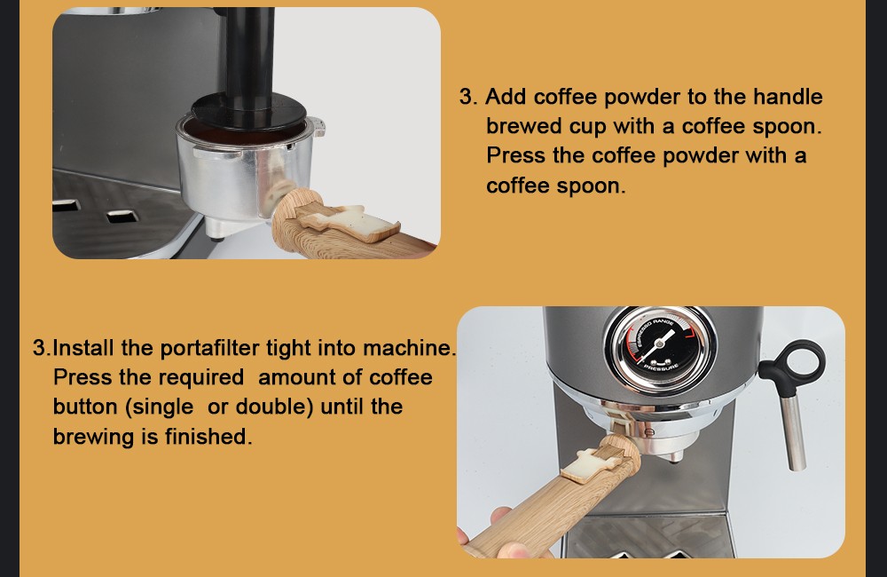 BioloMix CM7008 Cafetera Espresso Semiautomática con Espumador de Leche a Vapor, Presión de 20 Bares, Tanque de Agua de 1.1L, para una o dos tazas