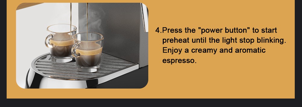 BioloMix CM7008 Cafetera Espresso Semiautomática con Espumador de Leche a Vapor, Presión de 20 Bares, Tanque de Agua de 1.1L, para una o dos tazas