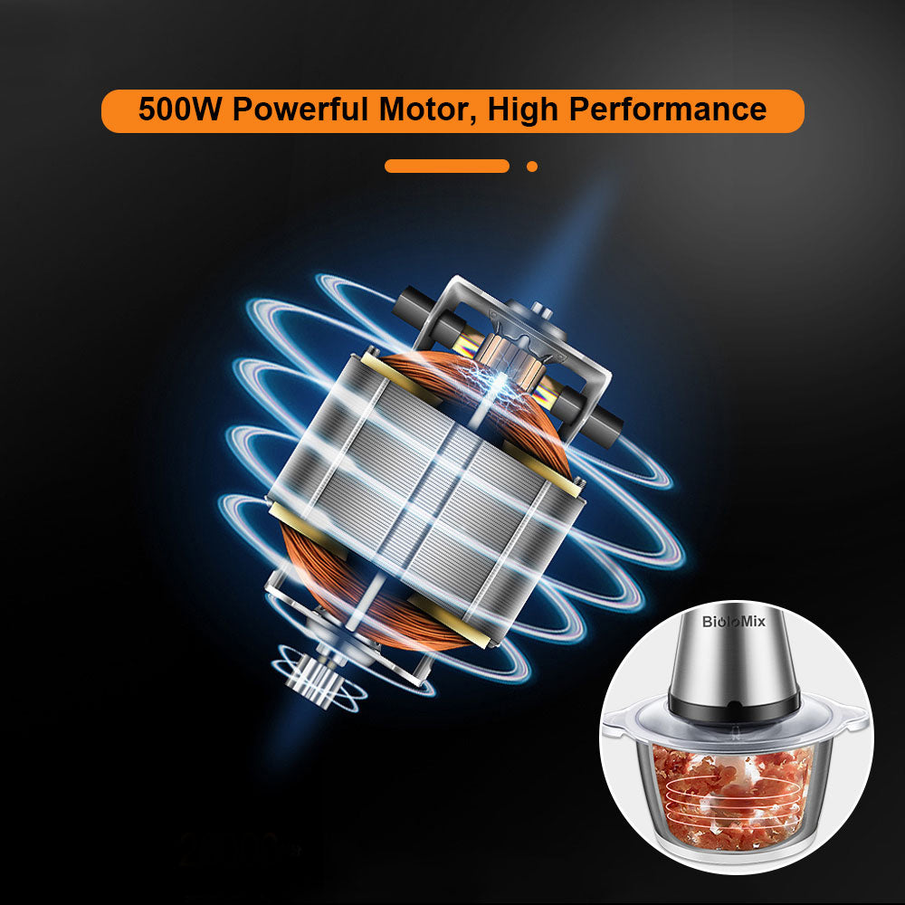 Picadora de carne eléctrica BioloMix CP615, 2 velocidades (baja/alta), motor de 500 W, gran capacidad de 2 L.