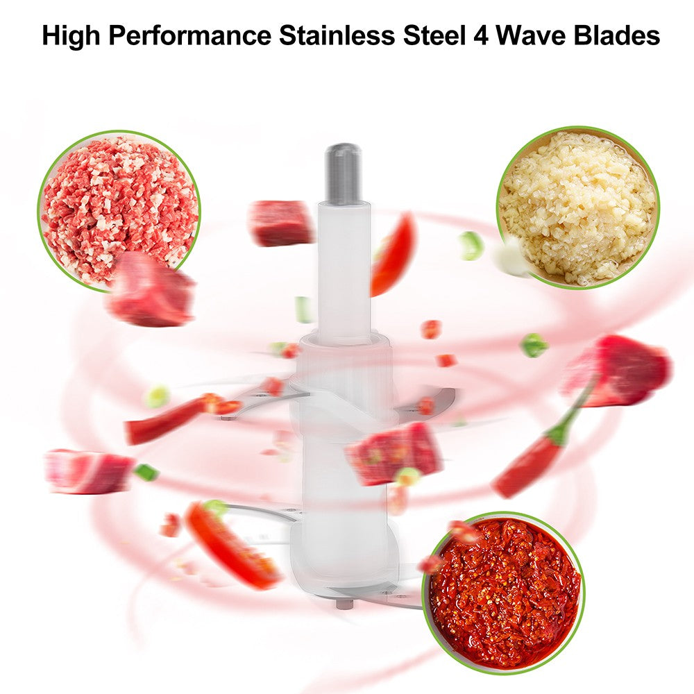 Picadora de carne eléctrica BioloMix P6001 de 500 W, procesador de alimentos con vaso de vidrio de 1,8 L, dos velocidades, para verduras, cebolla y ajo.